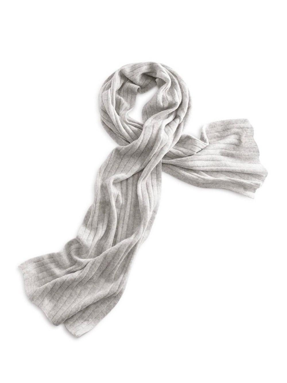 Charter Club Luxury Light Gray Ribbed 100% Cashmere Scarf